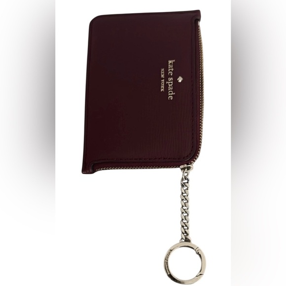 Kate Spade Dark BURGUNDY Leather Keychain Wallet - Picture 3 of 6